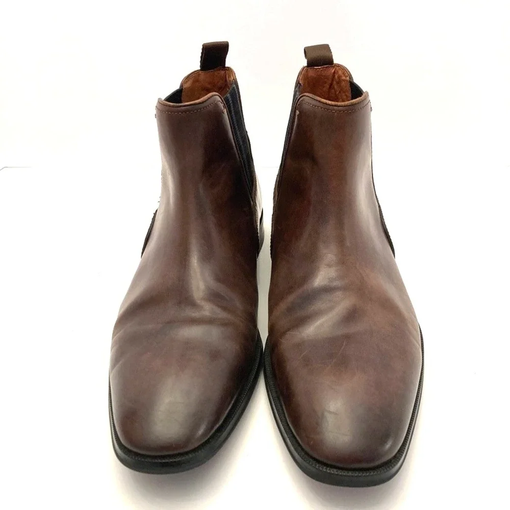 Florsheim Brown Leather Belfast Chelsea Boots Mens 7 M Plain Toe Plaid Gore
